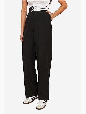 Pantalon palazzo boutonné à taille asymétrique et jambe large lucci