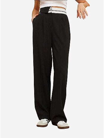 Pantalon palazzo boutonné à taille asymétrique et jambe large lucci