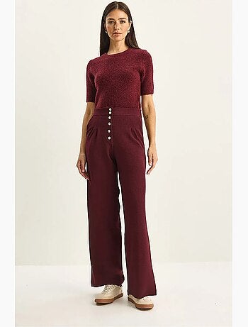 Pantalon palazzo en denim taille haute et jambes larges lucci