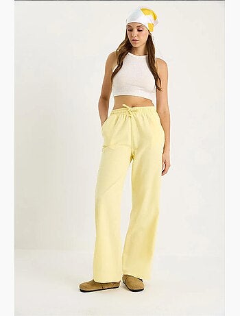Pantalon palazzo en lin avec taille élastique et poches bianco lucci