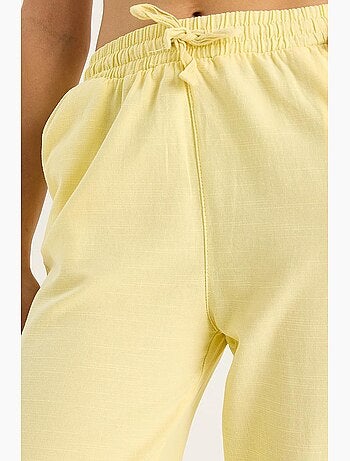 Pantalon palazzo en lin avec taille élastique et poches bianco lucci