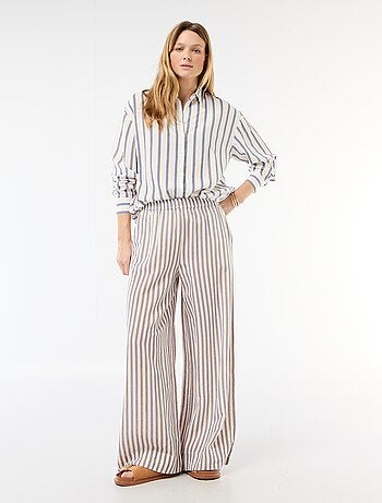 Pantalon palazzo en lin mélangé