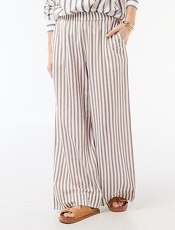 Pantalon palazzo en lin mélangé