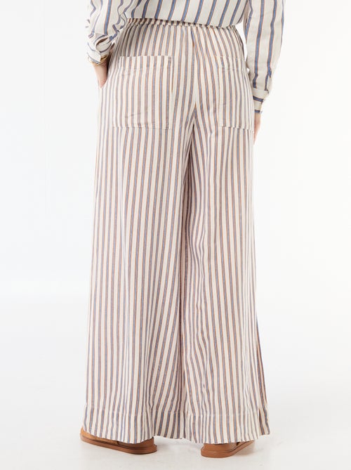 Pantalon palazzo en lin mélangé - Kiabi