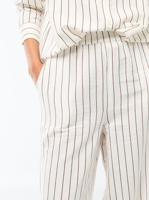 Pantalon palazzo en lin mélangé - Kiabi