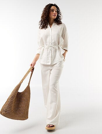 Pantalon palazzo en lin mélangé