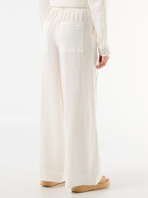 Pantalon palazzo en lin mélangé - Kiabi