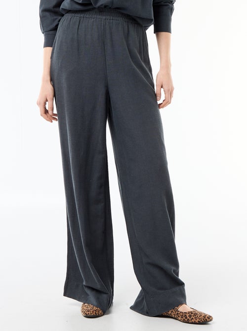 Pantalon palazzo en lin mélangé - Kiabi