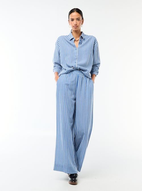 Pantalon palazzo en lin mélangé - Kiabi