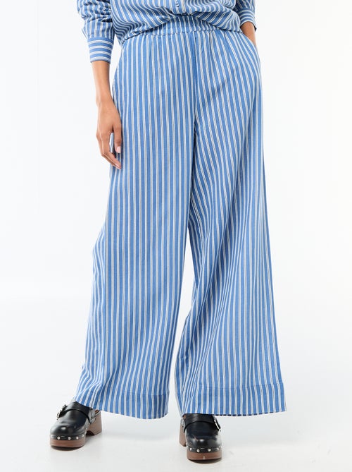Pantalon palazzo en lin mélangé - Kiabi