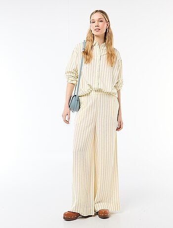 Pantalon palazzo en lin mélangé