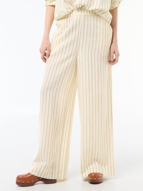 Pantalon palazzo en lin mélangé - Kiabi