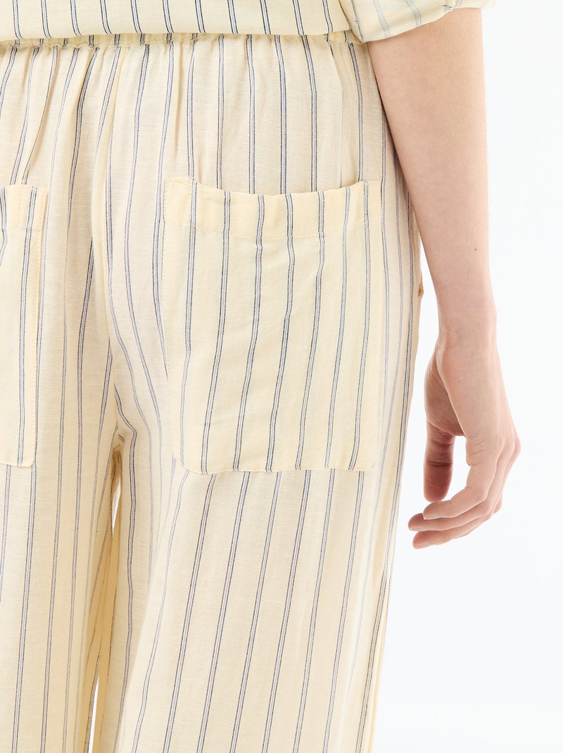 Pantalon palazzo en lin mélangé Jaune - Kiabi