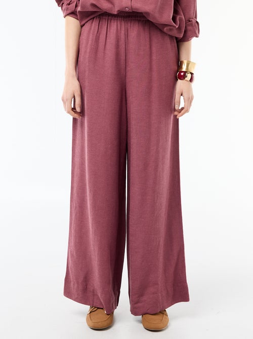 Pantalon palazzo en lin mélangé - Kiabi