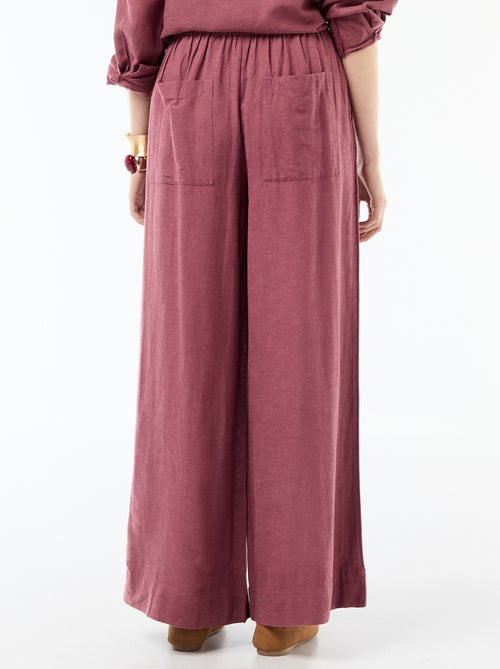 Pantalon palazzo en lin mélangé - Kiabi