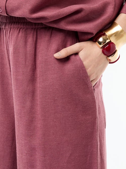Pantalon palazzo en lin mélangé - Kiabi