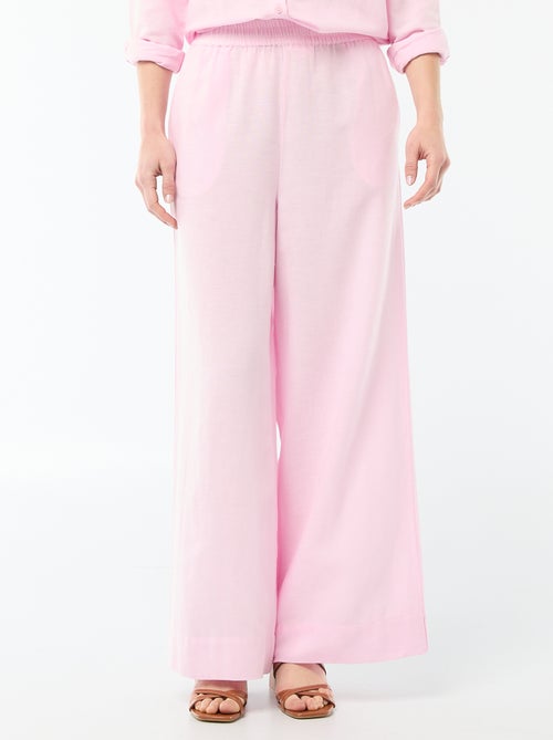 Pantalon palazzo en lin mélangé - Kiabi