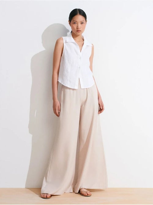 Pantalon palazzo en tencel à taille haute dilvin - Kiabi Pantalon palazzo en tencel à taille haute dilvin - Kiabi