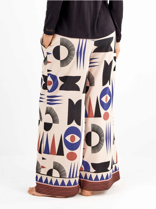 Pantalón palazzo estampado geométrico en tejido de algodón - Kiabi Pantalón palazzo estampado geométrico en tejido de algodón - Kiabi