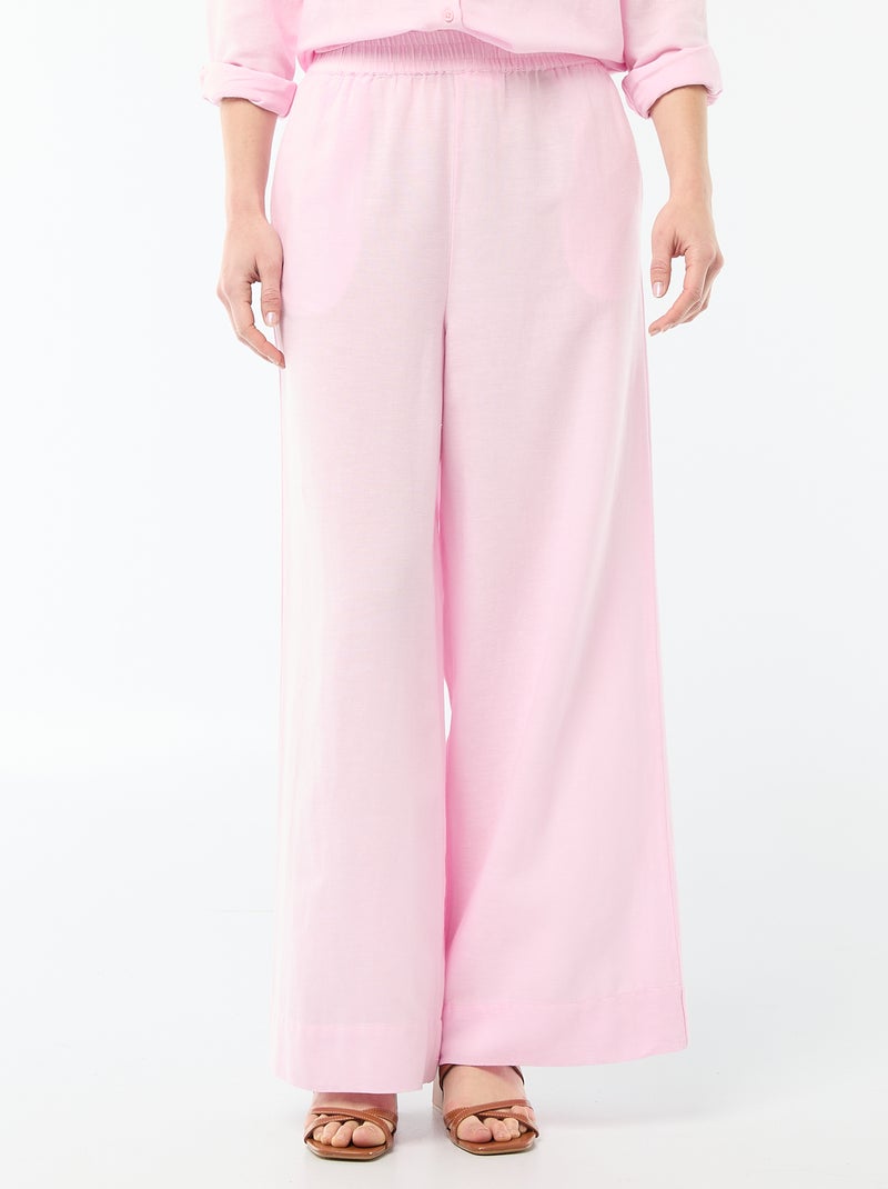 Pantalon Palazzo Femme Chaîne et trame Rose - Kiabi