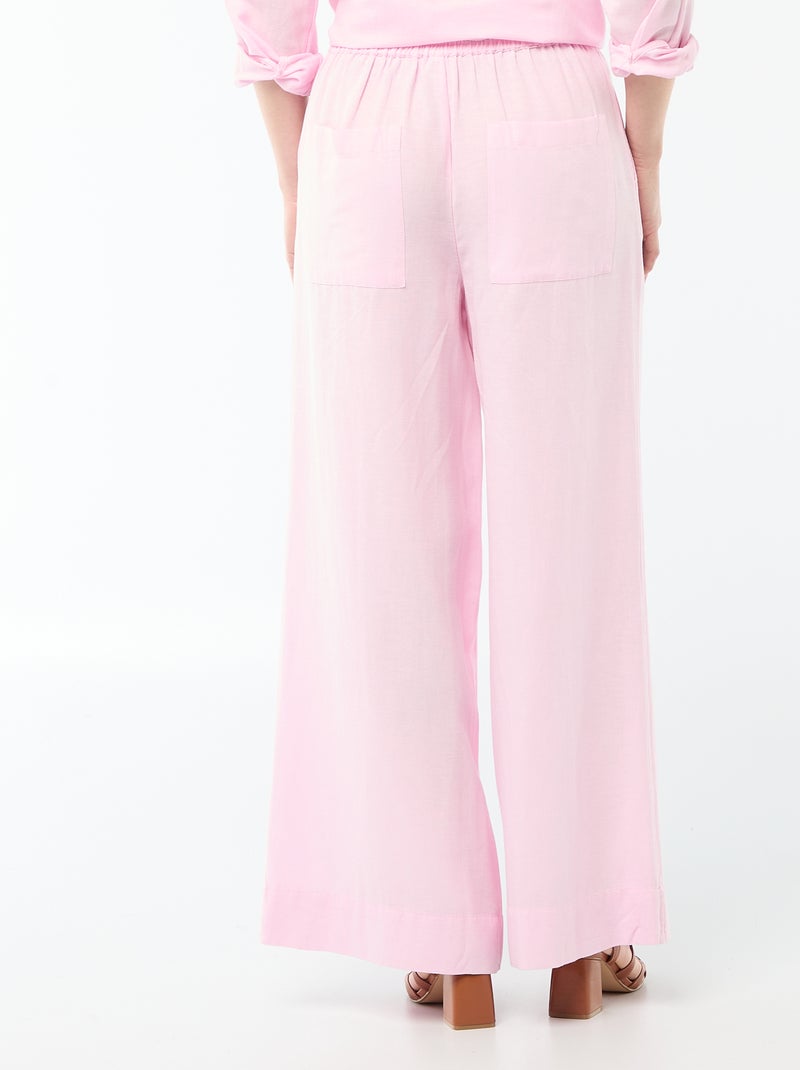 Pantalon Palazzo Femme Chaîne et trame Rose - Kiabi