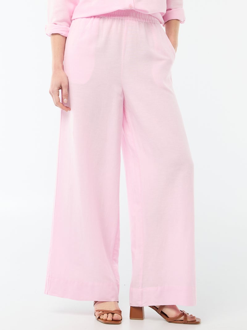 Pantalon Palazzo Femme Chaîne et trame Rose - Kiabi