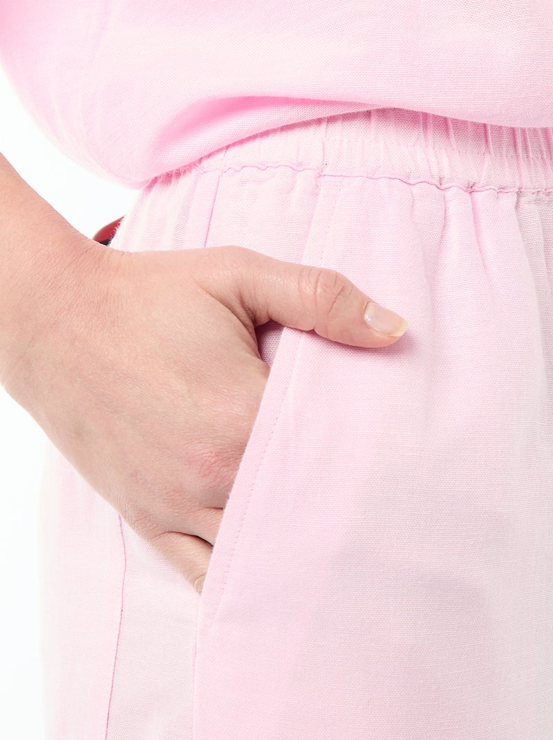 Pantalon Palazzo Femme Chaîne et trame Rose - Kiabi