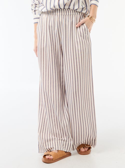 Pantalon palazzo femme en lin - Kiabi