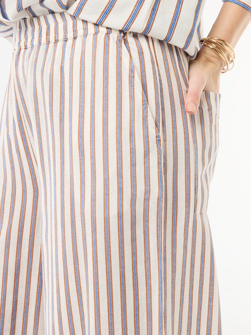Pantalon palazzo femme en lin - Kiabi