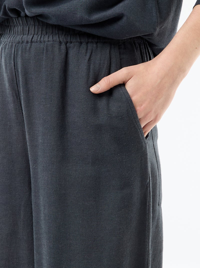 Pantalon Palazzo Femme en Lin Large Bleu - Kiabi
