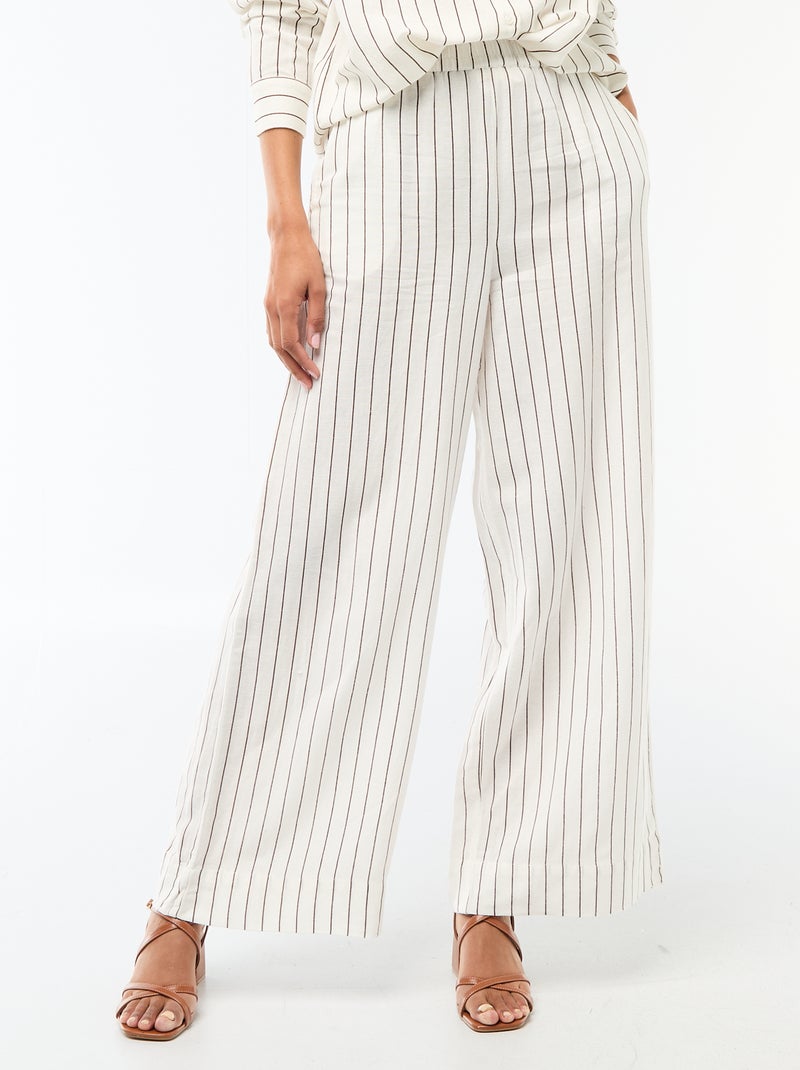 Pantalon palazzo femme en lin léger Blanc - Kiabi