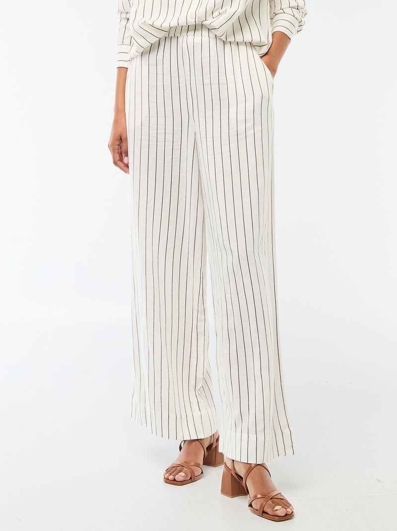 Pantalon palazzo femme en lin léger Blanc - Kiabi