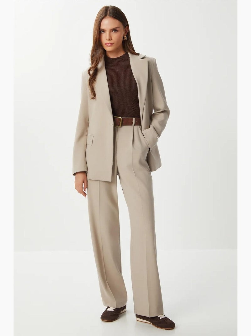 Pantalon palazzo plissé avec fermeture éclair istanbul Beige argile - Kiabi