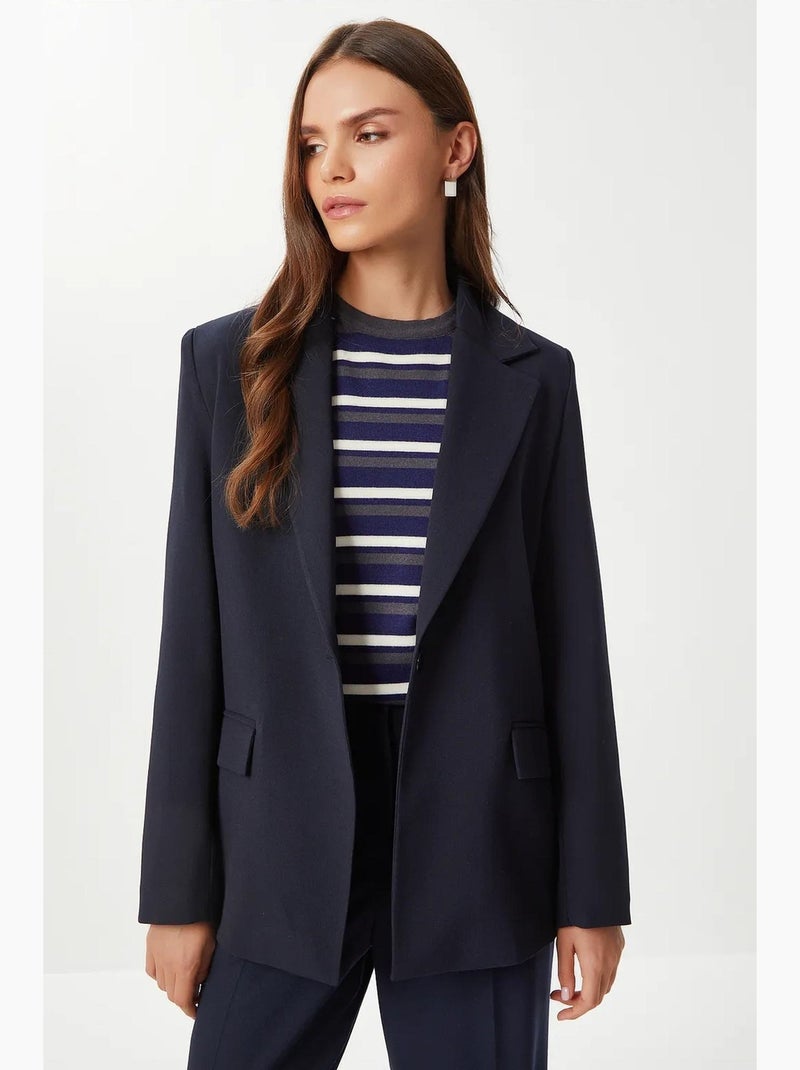 Pantalon palazzo plissé avec fermeture éclair istanbul Bleu marine - Kiabi
