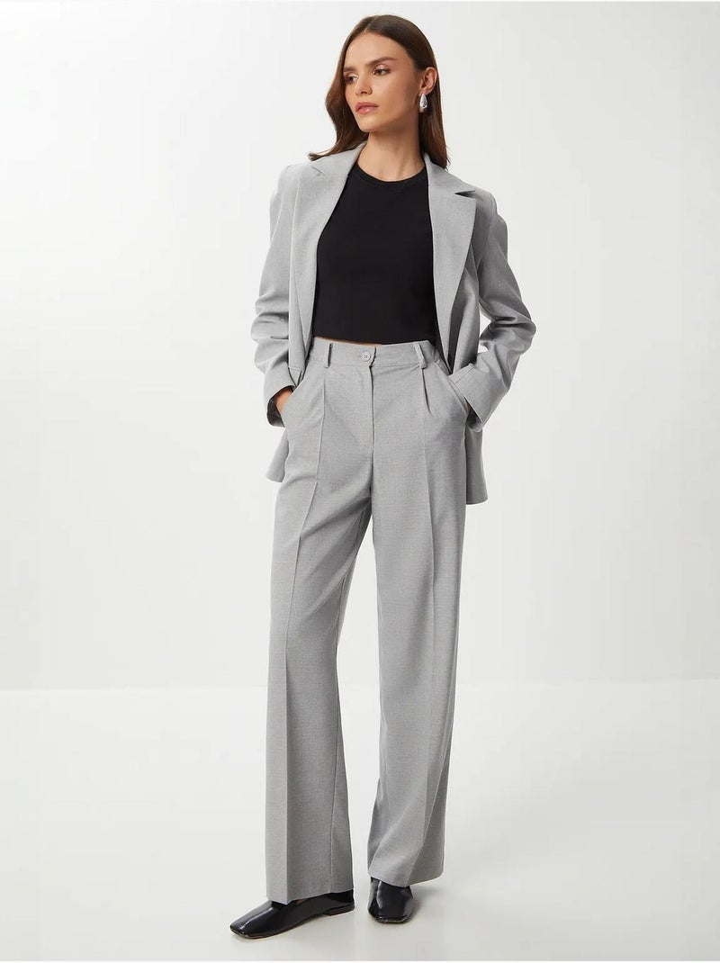Pantalon palazzo plissé avec fermeture éclair istanbul Gris - Kiabi