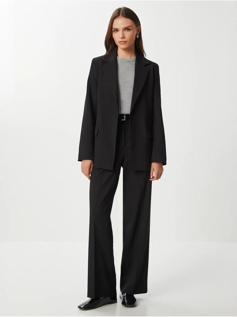 Pantalon palazzo plissé avec fermeture éclair istanbul Noir - Kiabi