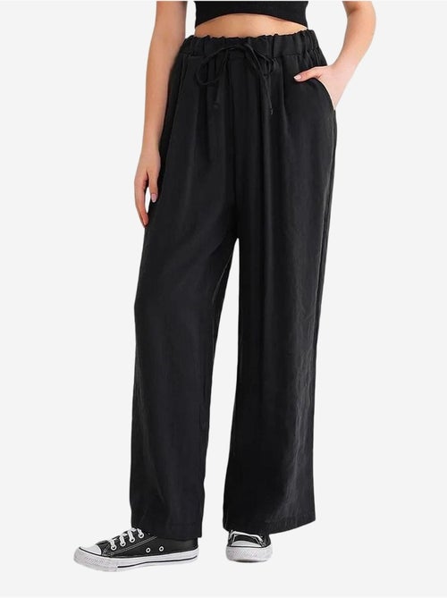 Pantalon palazzo plissé taille haute avec cordon de serrage mixray - Kiabi Pantalon palazzo plissé taille haute avec cordon de serrage mixray - Kiabi