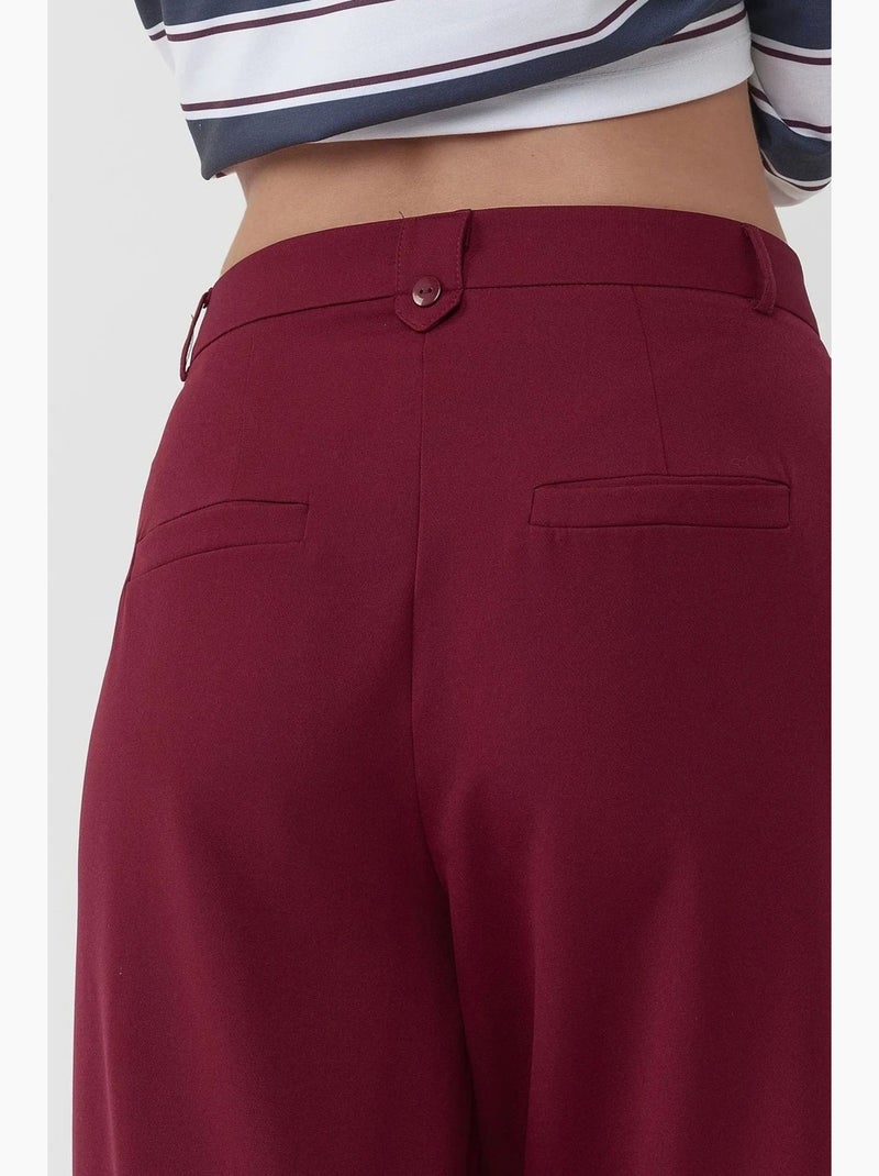 Pantalon palazzo plissé taille haute hiccup Rouge bordeaux - Kiabi