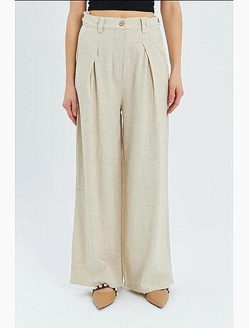 Pantalon palazzo plissé taille haute mixray