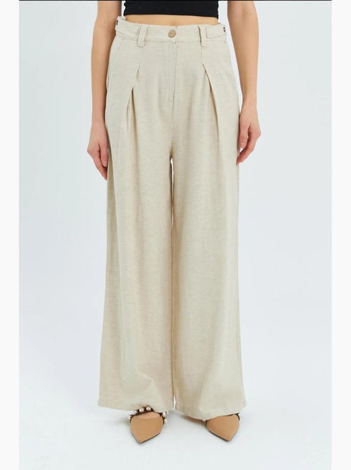 Pantalon palazzo plissé taille haute mixray - Kiabi Pantalon palazzo plissé taille haute mixray - Kiabi