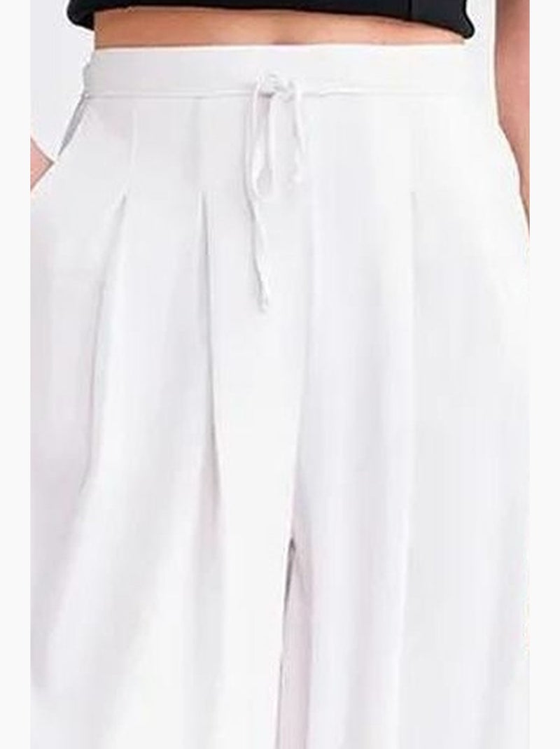 Pantalon palazzo plissé taille haute mixray Blanc cassé - Kiabi