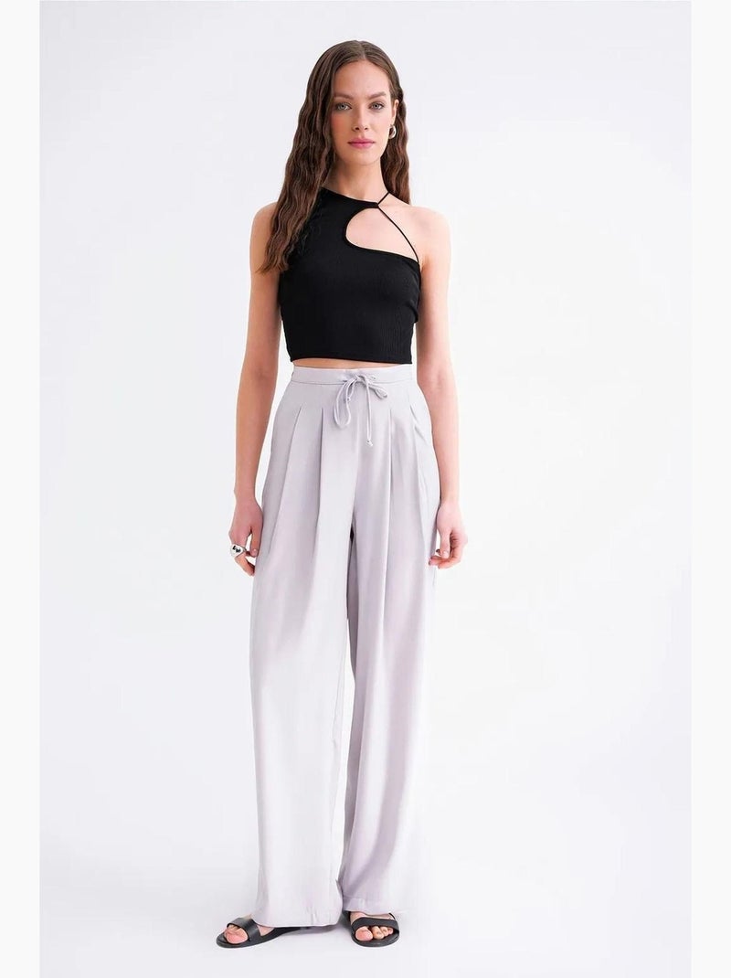 Pantalon palazzo plissé taille haute mixray Gris - Kiabi
