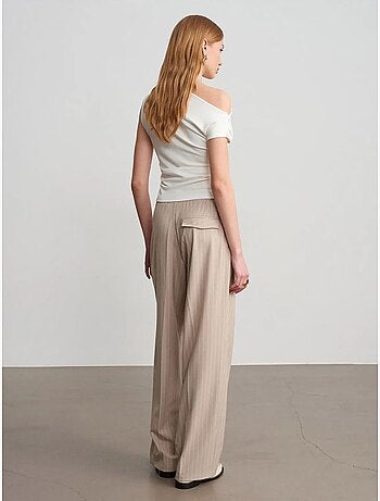Pantalon palazzo rayé à jambe large dilvin
