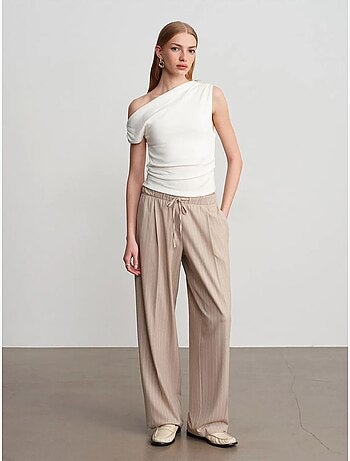 Pantalon palazzo rayé à jambe large dilvin