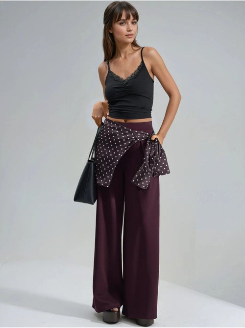 Pantalon palazzo taille haute avec élastique busem - Kiabi Pantalon palazzo taille haute avec élastique busem - Kiabi