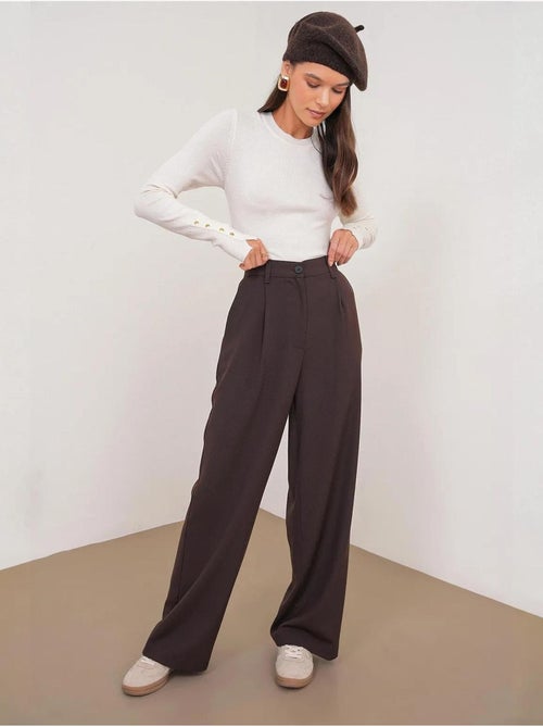 Pantalon palazzo taille haute avec poches mixray - Kiabi Pantalon palazzo taille haute avec poches mixray - Kiabi