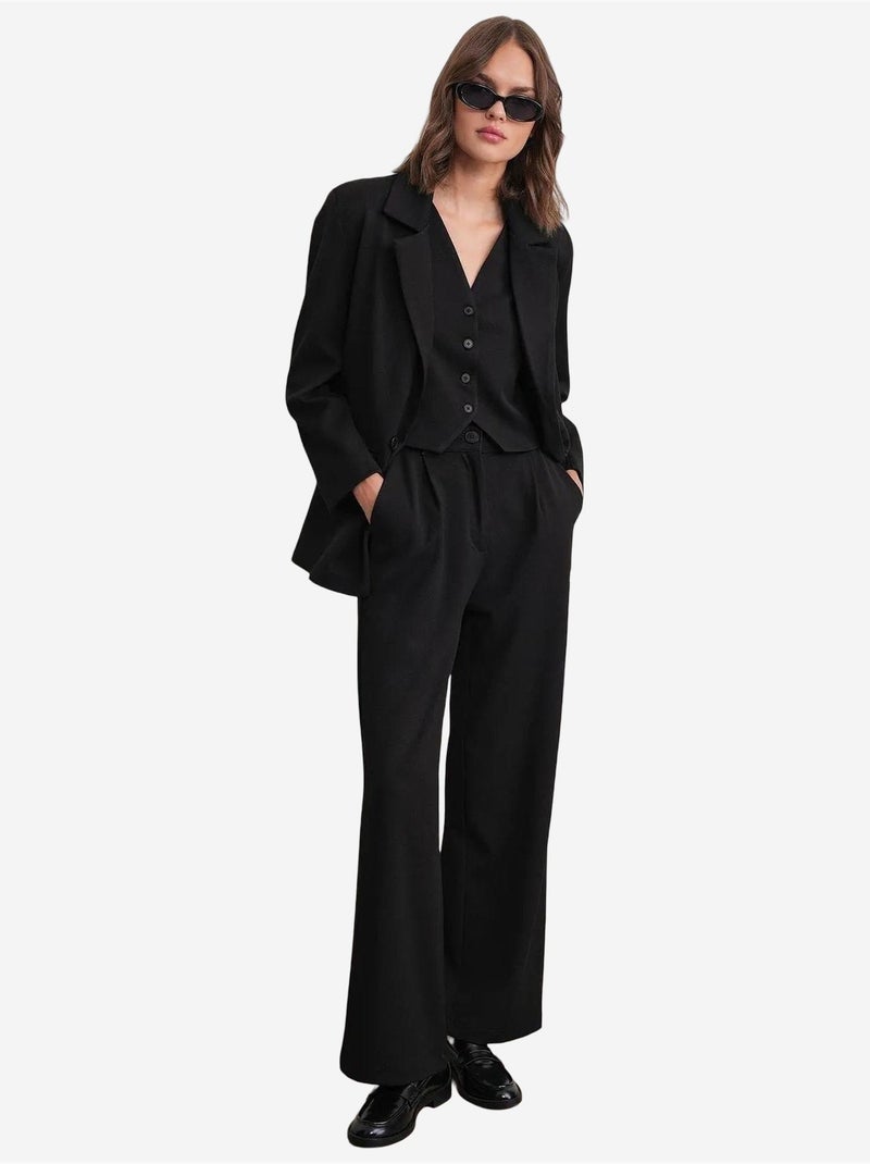 Pantalon palazzo taille haute avec poches mixray Noir - Kiabi