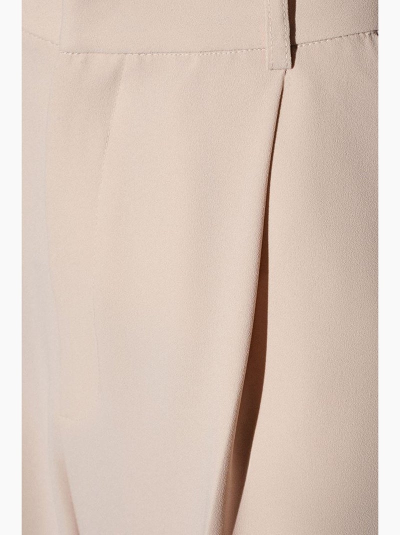 Pantalon palazzo taille haute en crêpe dilvin Beige argile - Kiabi
