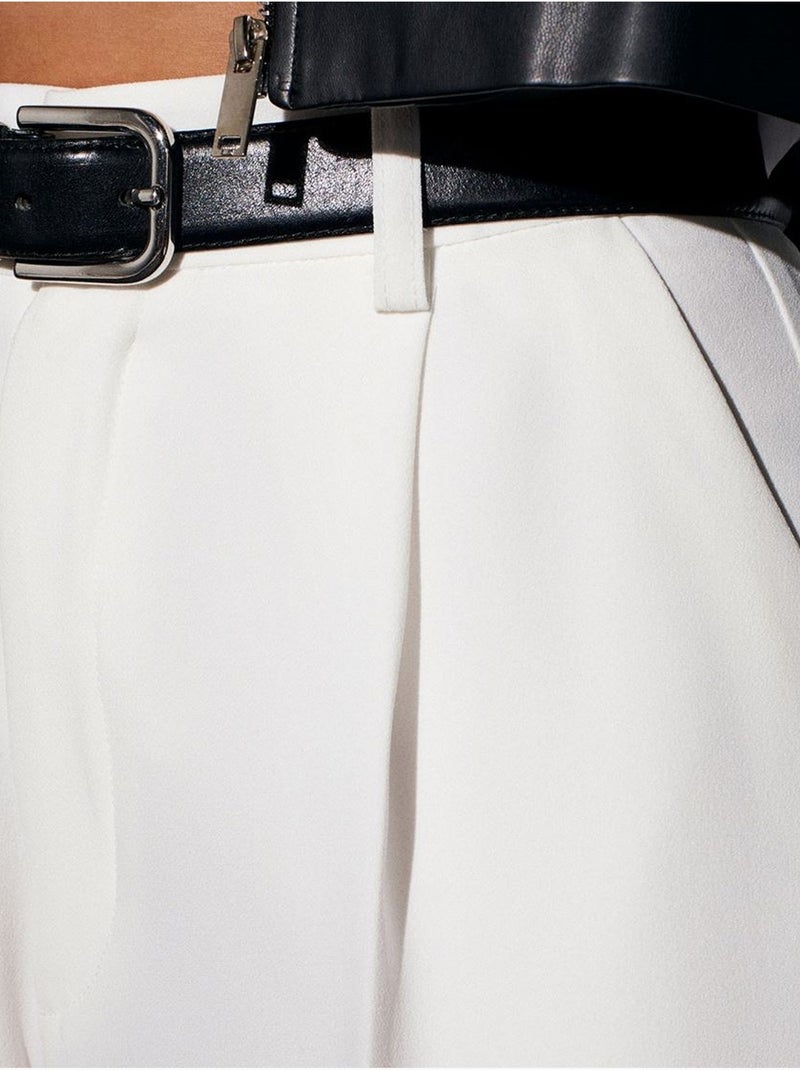 Pantalon palazzo taille haute en crêpe dilvin Blanc - Kiabi