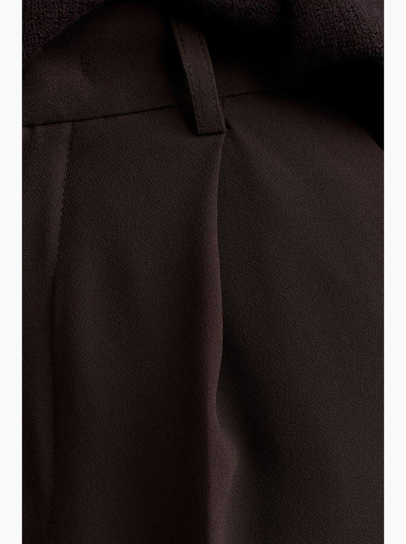 Pantalon palazzo taille haute en crêpe dilvin Marron chocolat - Kiabi